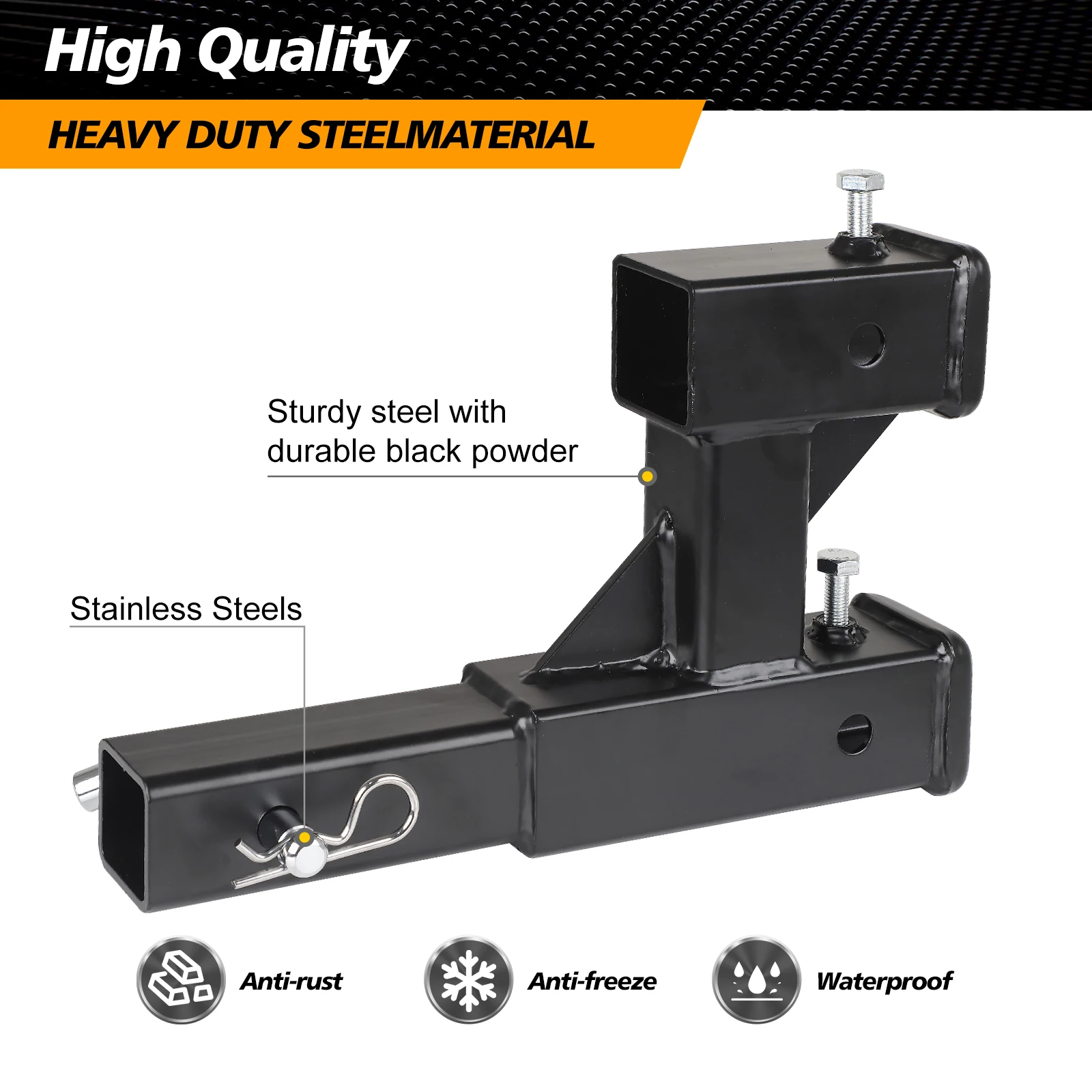 Trailer Hitch Riser Dual Hitch Extension with Bolt Nut Kit Fits for 2 inch Extender to 10 inch Max Length Adjust 7-1/2 Riser or Drop 4,000 lbs