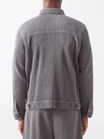 Miyake Pleated Men Button-down Jacket Cargo Pocket Single Breasted Male Coat 2