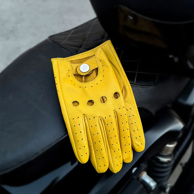 Genuine Leather Gloves for Men, Spring and Autumn, Goatskin, Casual, Breathable, Genuine Leather Driving Gloves for Men - 4