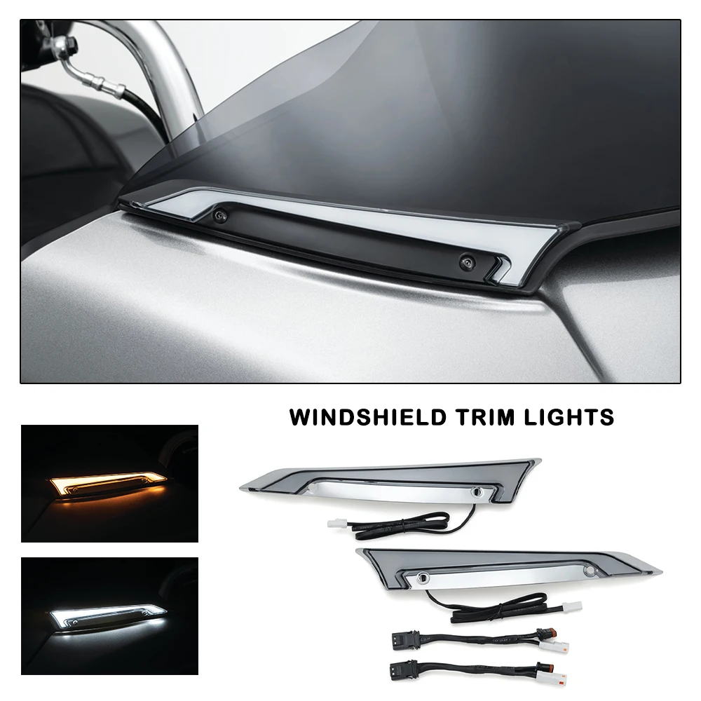 

For Harley Road Glides Motorcycle LED Trim Lights Windshield Trim Lights Headlight Vent Accents Turn Signal Lamps Daylight Lamps
