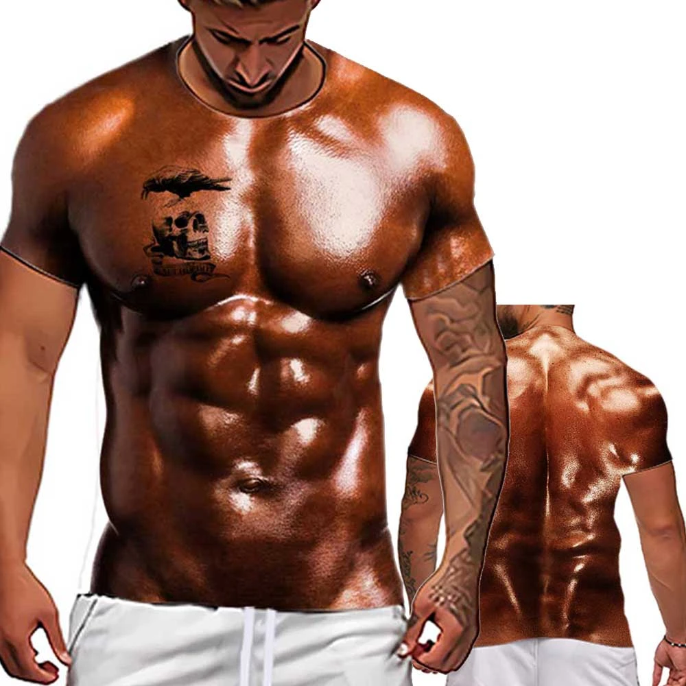 Body Skin Fake Muscles 3d Printed Tshirt Men Women Fashion Streetwear