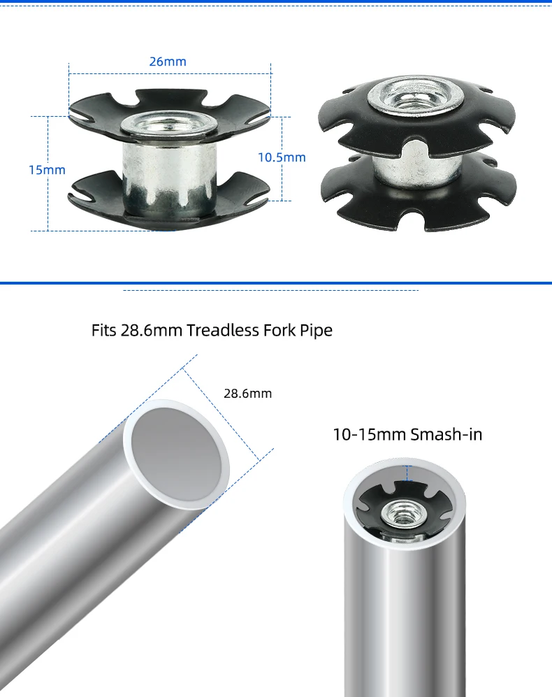 Description Picture 3 of itemBicycle Front Fork Mount Core 1 1/8" 28.6mm Steerer Anchor Headset Star Nuts Smash In Inserts Bowl Top Cap Suspension Plug