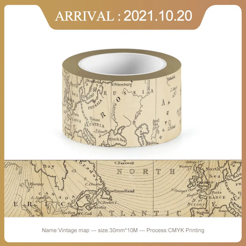 NEW 1PC 10M Decorative Vintage Alphabet Map Letter Newspapers Stamp Washi Tape Paper Adhesive Stickers Cute Journal Stationery 5