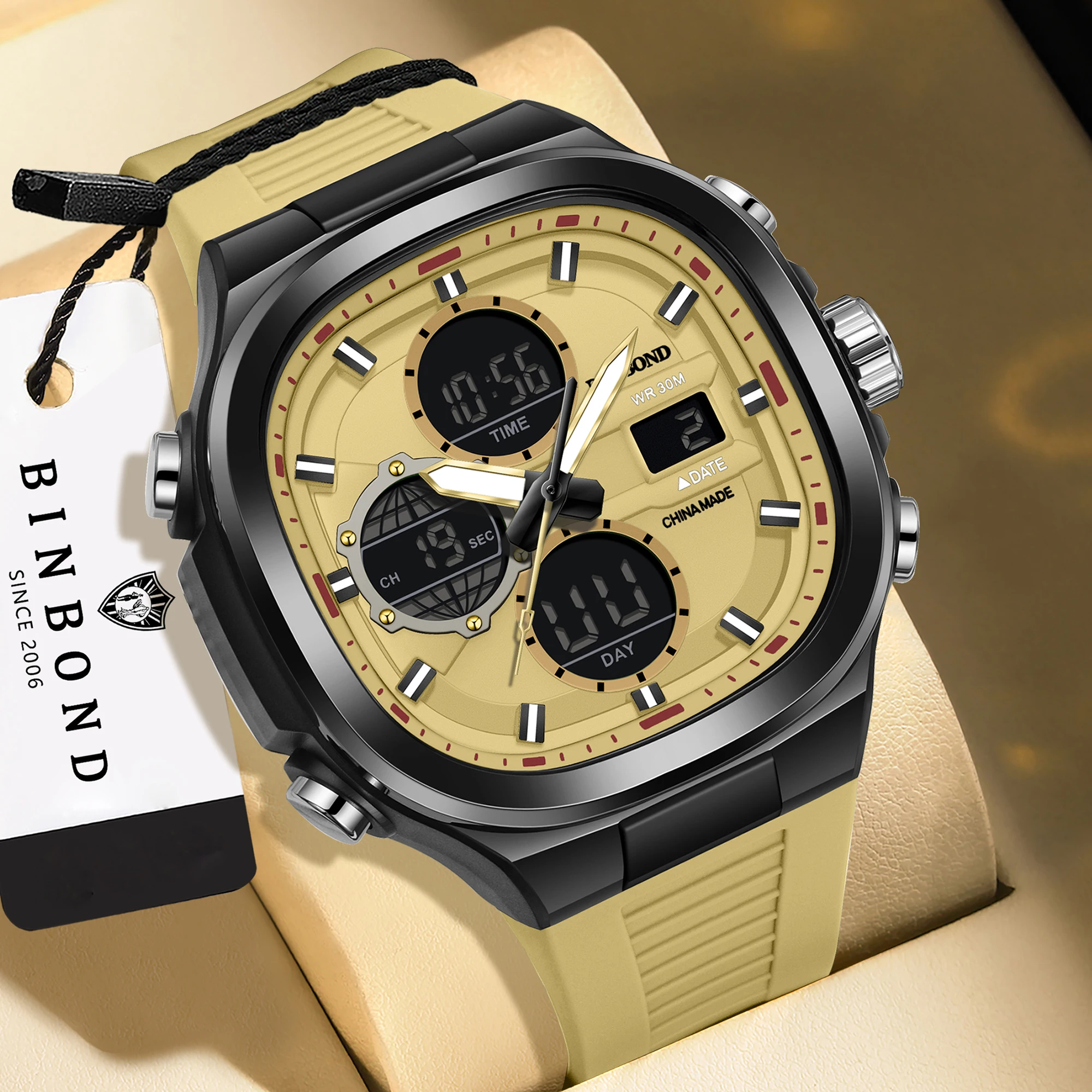 BINBOND Luxury Men's Chronograph Quartz Watch - Luminous & Waterproof