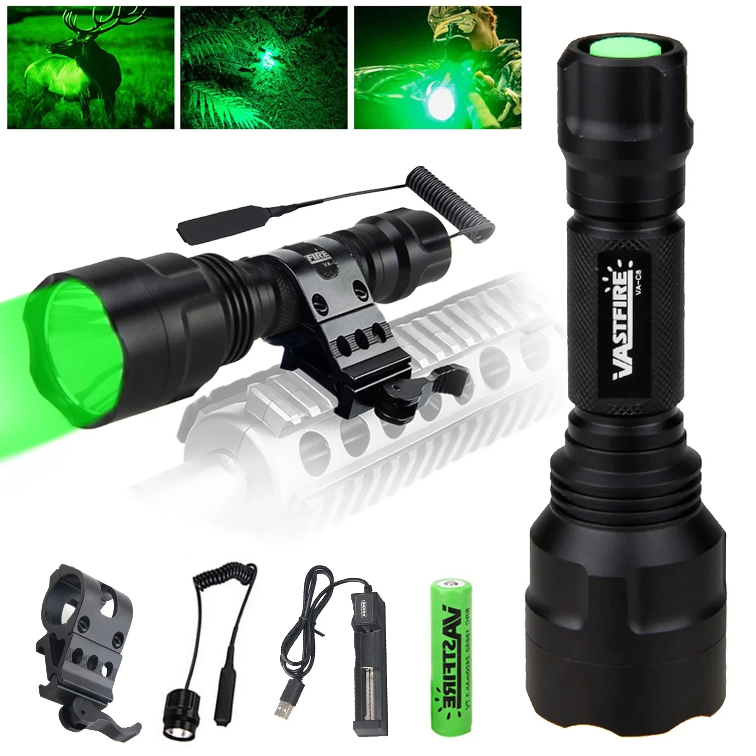 C8 4000lm Led Light Tactical Flashlight flashlight mounting bracket tactical pressure switch Rifle Scope Mount Clip Switch 18650 Charger