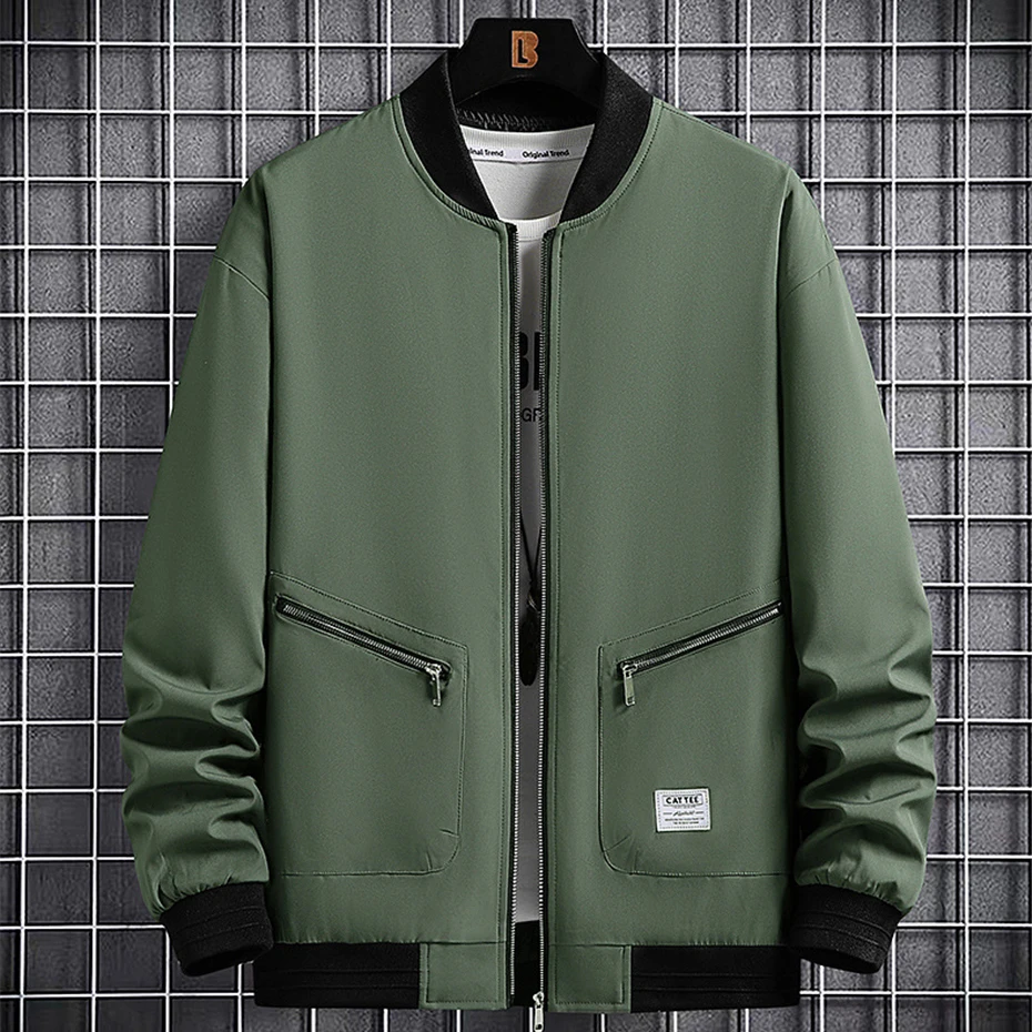 2023 New Spring Jackets Men Baseball Jacket Fashion Casual Coat Jacket Plus Size 6XL 8XL Outdoor Outerwear Solid Color 3