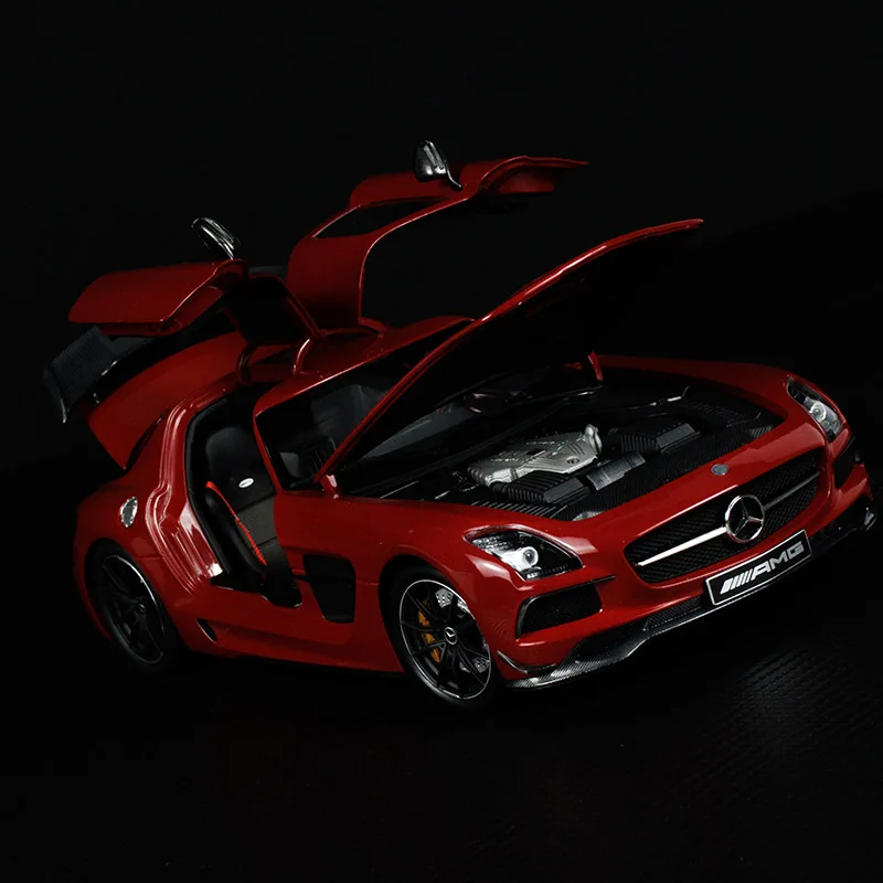 SLS--red: Minichamps 1:18 SLS Gull Wing Gate Sports car metal Car model Holiday gift Static ornament 