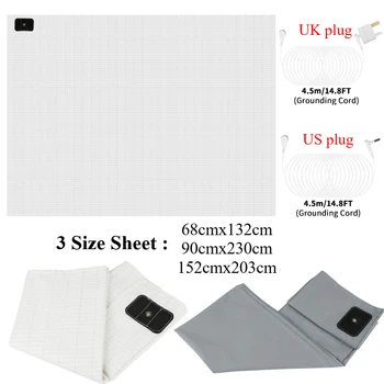 Grounding Bed Sheet US/UK/EU Plug Grounding Mat 10% Silver Fiber & 90% Organic Cotton Natural Healthy Energy Sleep Mat 2