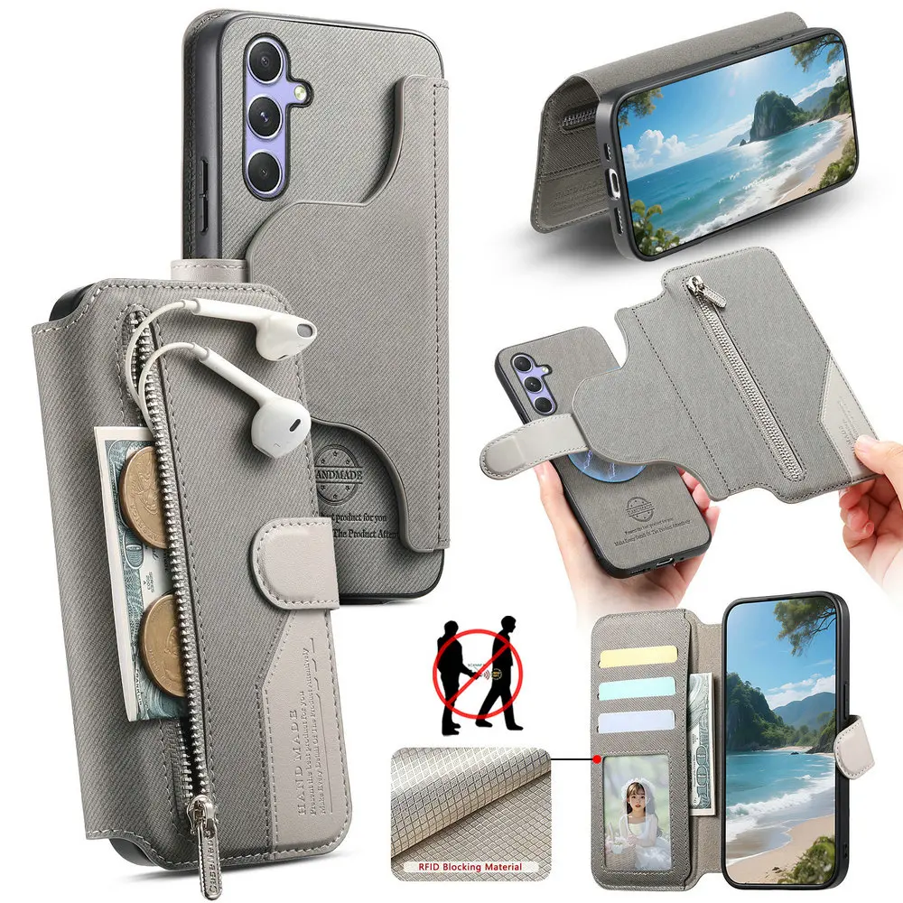 Luxury RFID Card Leather Flip Case - 2-in-1 Design