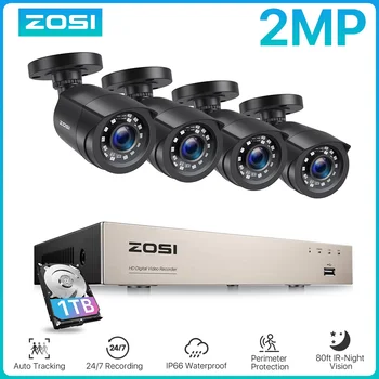 ZOSI 8CH 1080P CCTV Sistema esterno 5MP Lite Video DVR con 2/4/6/8 pezzi 2MP Wired Security Cam Sistema di videosorveglianza giorno/notte