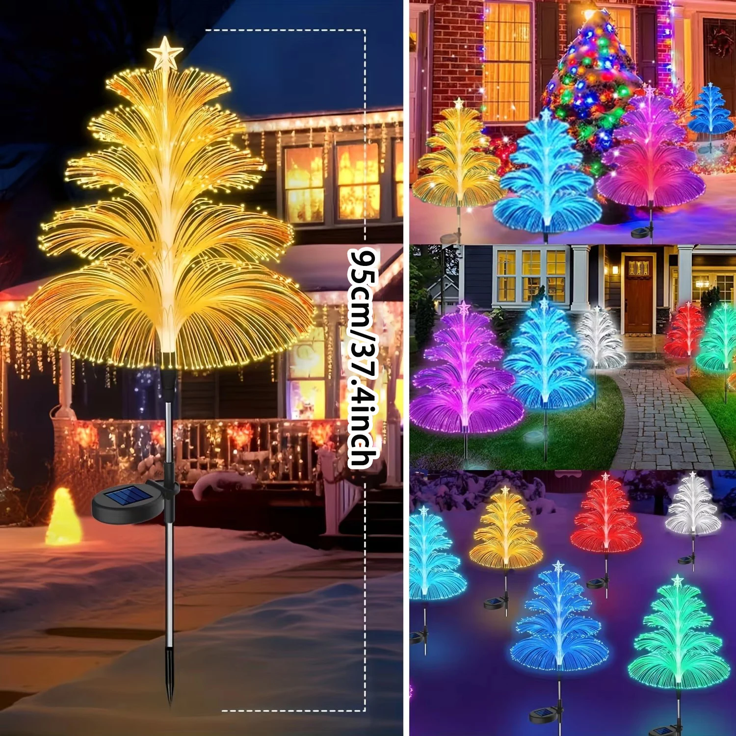 Solar Lights 5 Layer Jellyfish Lights 7 Colors Changing Outdoor Waterproof Landscape Garden Decoration Lawn Yard