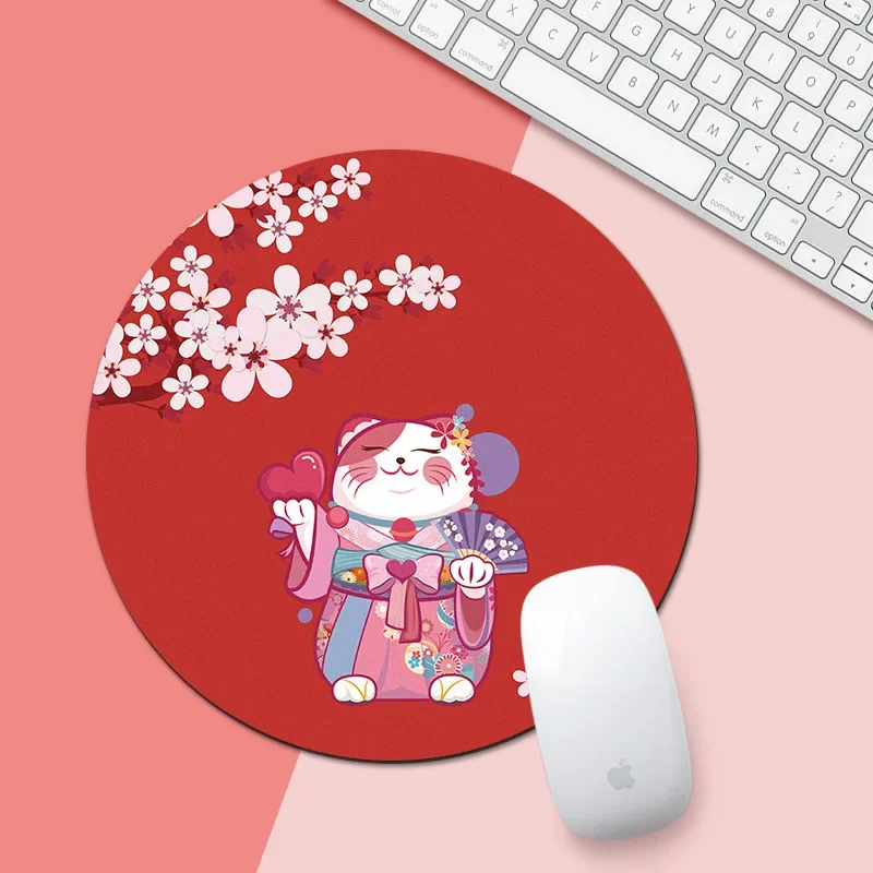 Kawaii Round Mouse Pad Desk Pad Laptop Mouse Mat Office Home PC Computer Keyboard Cute Non-Slip Rubber Desk Mat