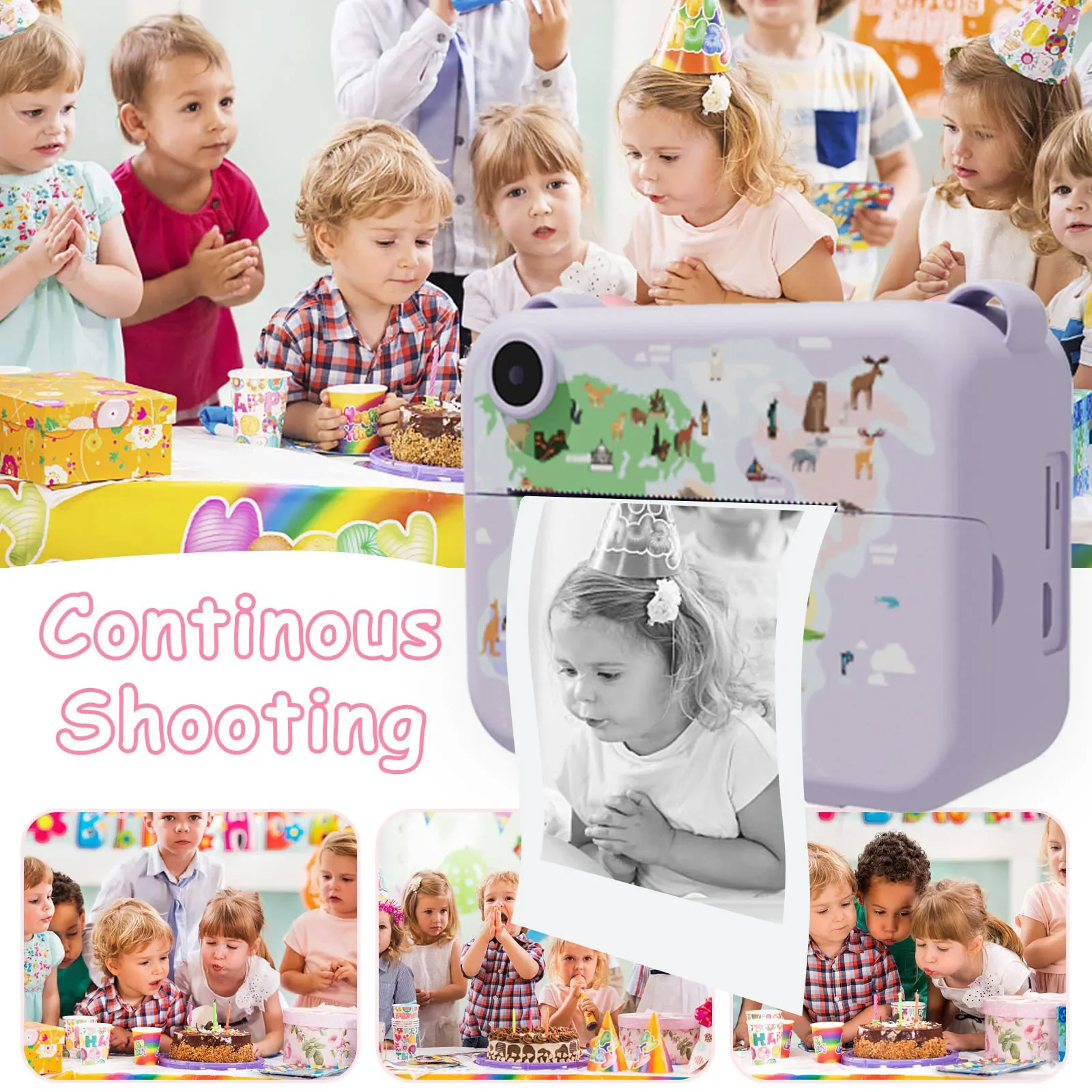 Instant Print Kids Camera - Fun Birthday & Christmas Gift for Ages 3-10 with 3 Rolls of Print Paper