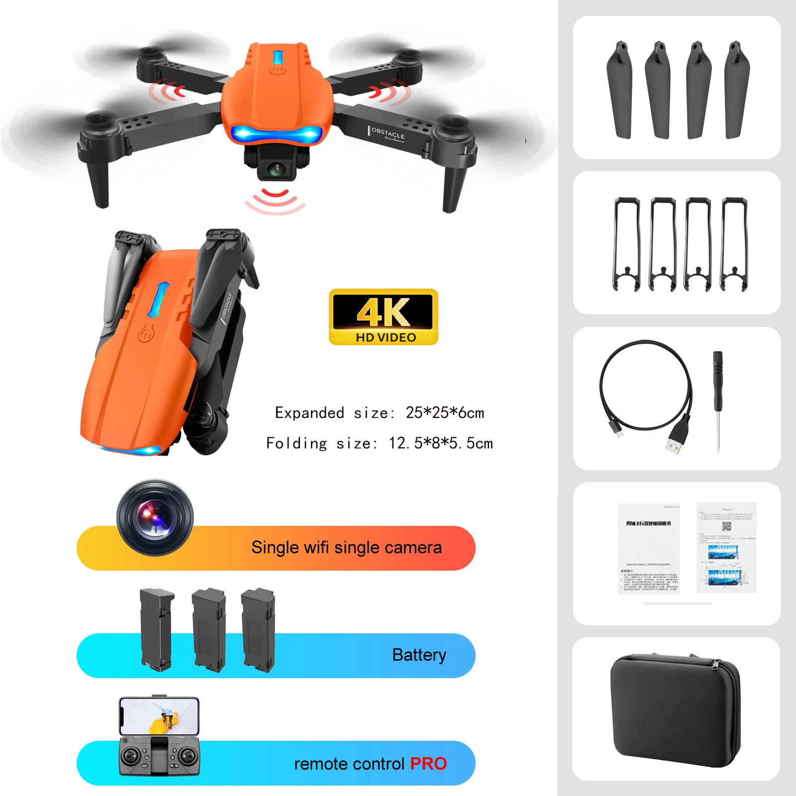 LSRC Latest E99 K3 PRO RC Drone 4K Profesional HD Dual Camera Obstacle Avoidance WIFI FPV Foldable Quadcopter Dron Gift Toy mini rc foldable drone quadcopter RC Quadcopter