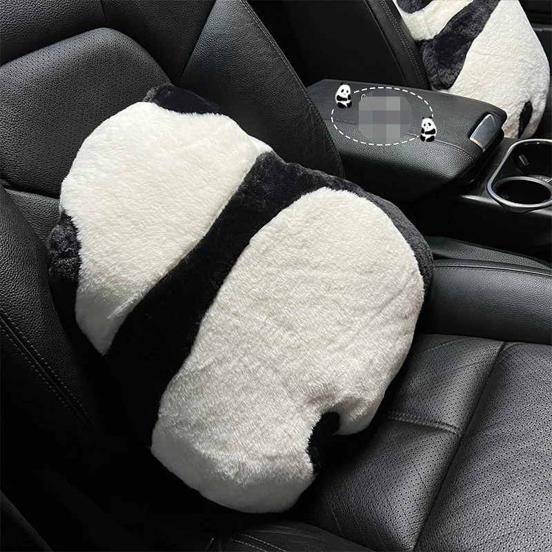 Niedliche Cartoon Panda Puppe Eis Seide Universal Auto Lenkrad abdeckungen  Sets Auto Interieur Zubehör Sitz Kopfstütze Nacken kissen - AliExpress