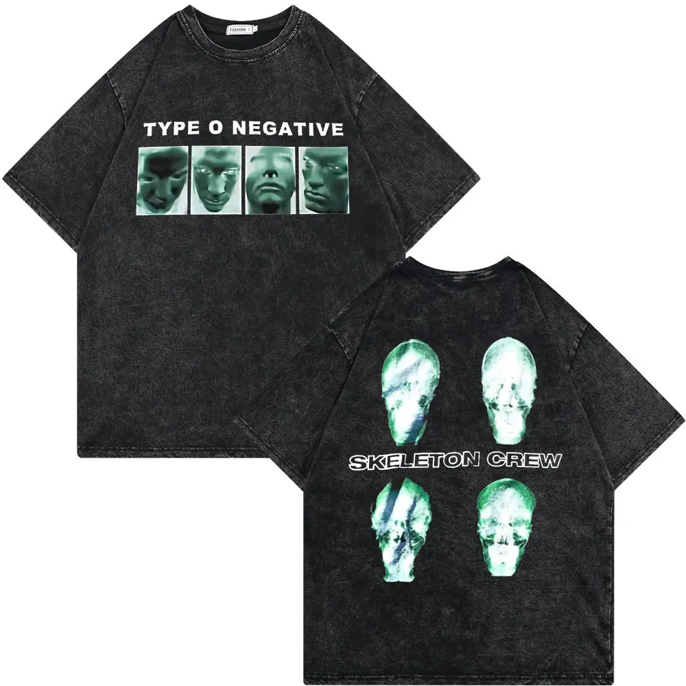 

Washed Vintage Rock Band Type O Negative New Arrived Graphic Tshirt Male Short Sleeve Men Women Gothic Fashion Oversized T-shirt
