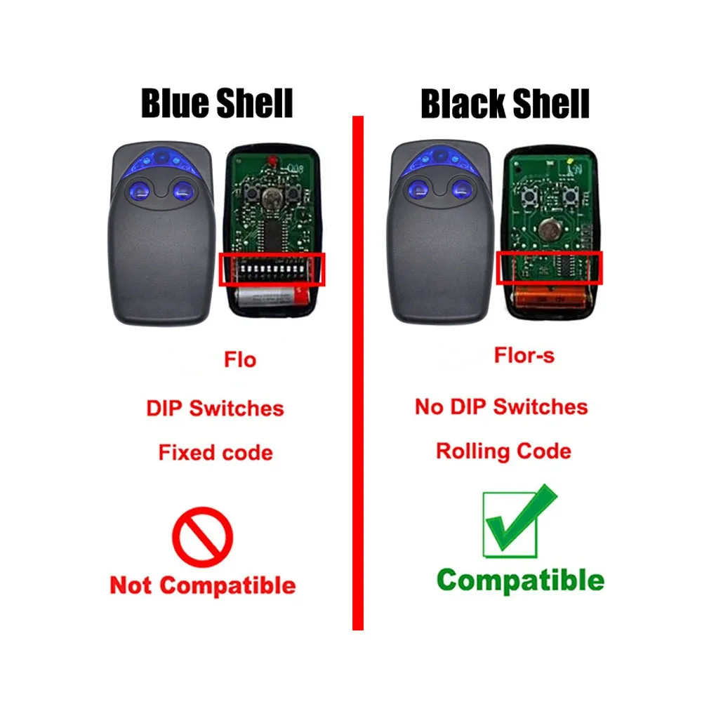 FLOR-S FLO2R-S FLO4R-S FLORS FLO2RS FLO4RS Garage Door Remote Control 433.92MHz Rolling Code Electric Gate Remote Control