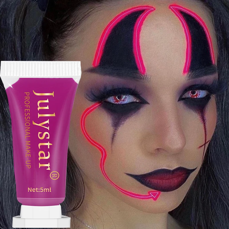 Face Body Painting Non Toxic Safe Water Fluorescent  Green Black White Yellow Paint Oil Christmas Halloween Makeup Party Tools ultra realistic face painting body makeup non toxic safe halloween party tools body paint simulation of human vampire cosplay