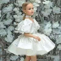 Robes en Satin pour filles, à fleurs, pour fête d'anniversaire, pour enfants moyens et jeunes, modélisation, piste, jeu de Piano, jupe Tutu, nouvelle collection 2025 1