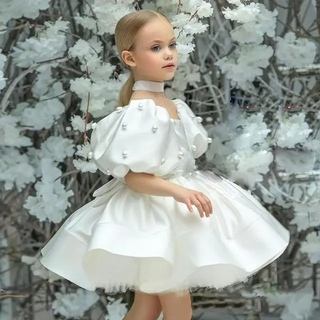 Robes en Satin pour filles, à fleurs, pour fête d'anniversaire, pour enfants moyens et jeunes, modélisation, piste, jeu de Piano, jupe Tutu, nouvelle collection 2025 1