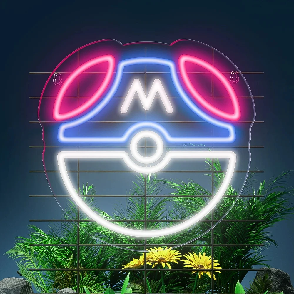 애니메이션 LED 네온 사인 레드 클라우드 조광 가능 게임용 네온 라이트, USB 스위치, 야간 네온 라이트, 게임룸 크리스마스 할로윈 선물