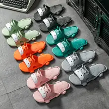

Cute Cartoon Slippers Men Open Toe Cow Soft Bottom Slides Non-Slip Indoor Bathroom Flip Flops Woman Outside Summer Beach Sandals
