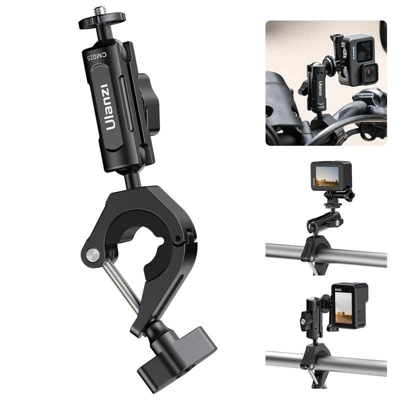 UlanziCM025BikeMotorcycleHandlebarMount360RotatingActionCamerawithGoProAdapterfor