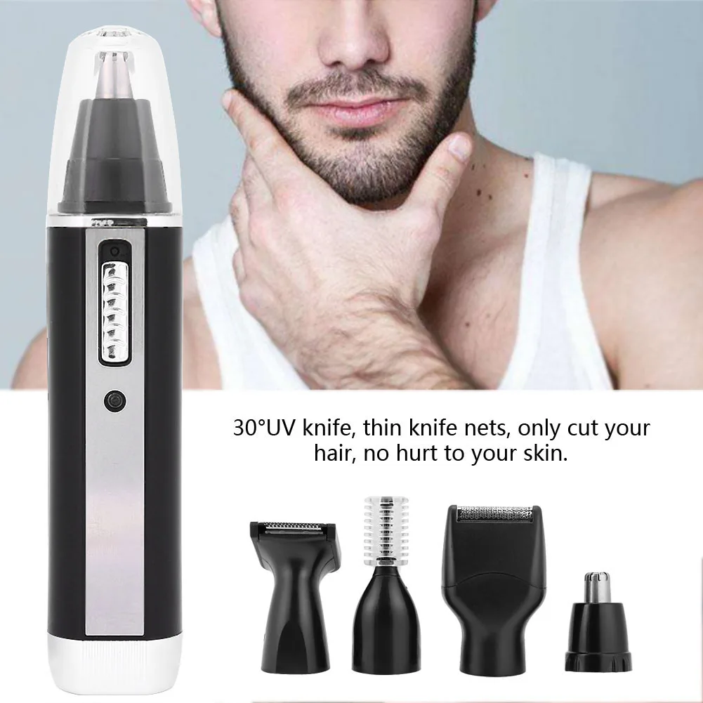 4-in-1 Rechargeable Mens Electric Nose Ear Hair Trimmer Womens trimming sideburns eyebrows Beard Hair Clipper Cut Shaver