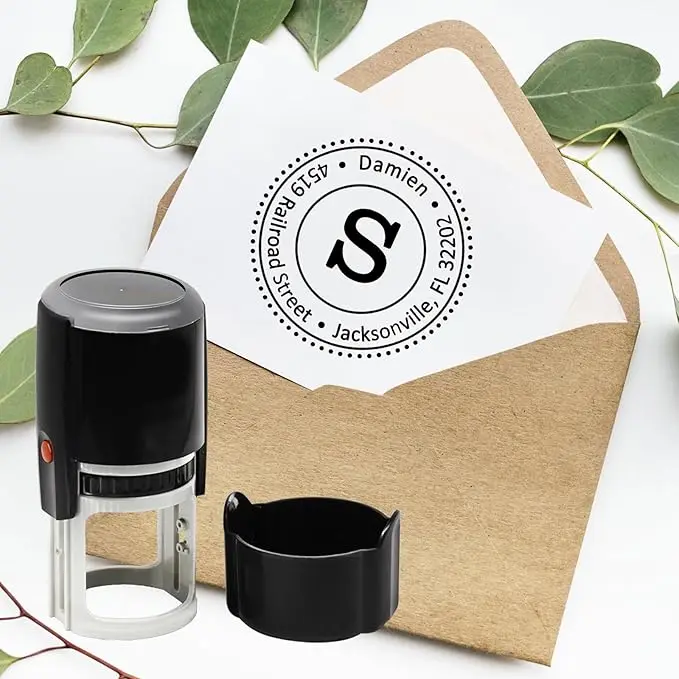 Custom Self-Inking Stamp 25/30/40/50mm Round Logo Design Personalized Press-type for Wedding Invitation Envelope