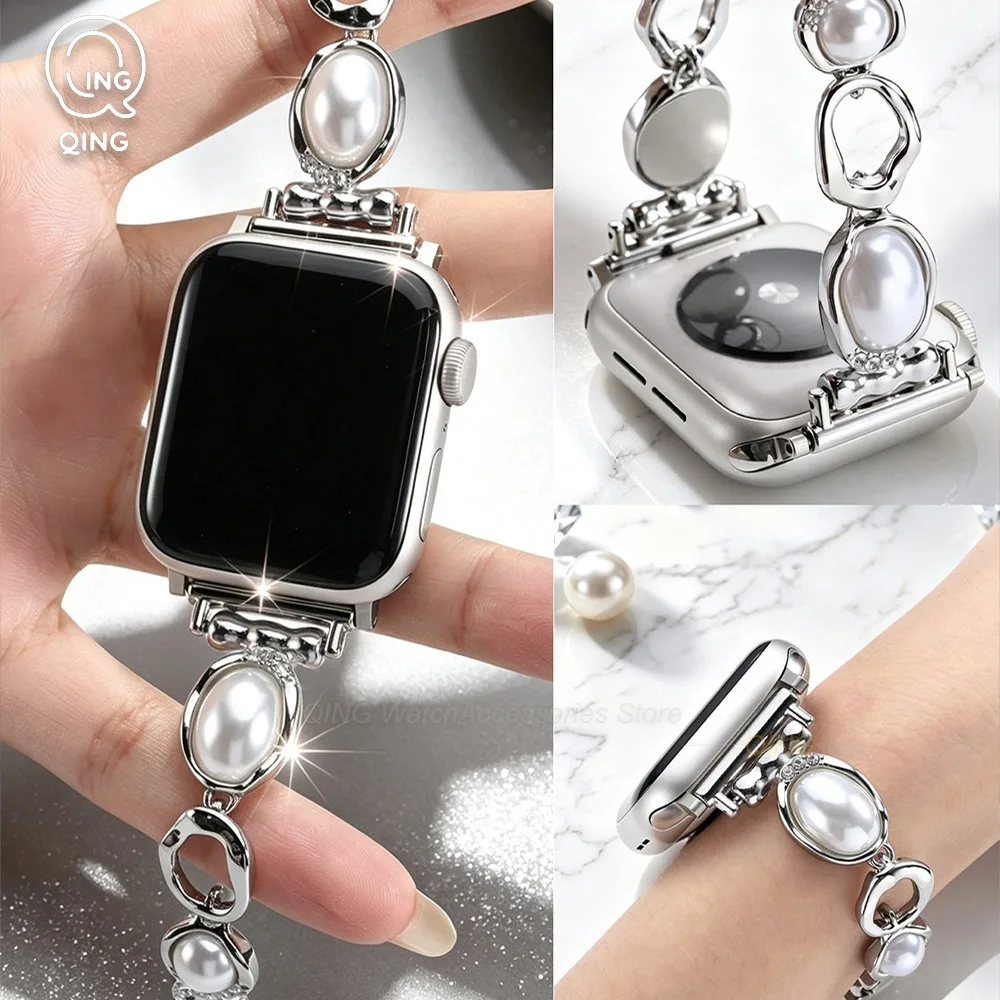 Elegant Stainless Steel Bead Chain Bracelet Watch Band