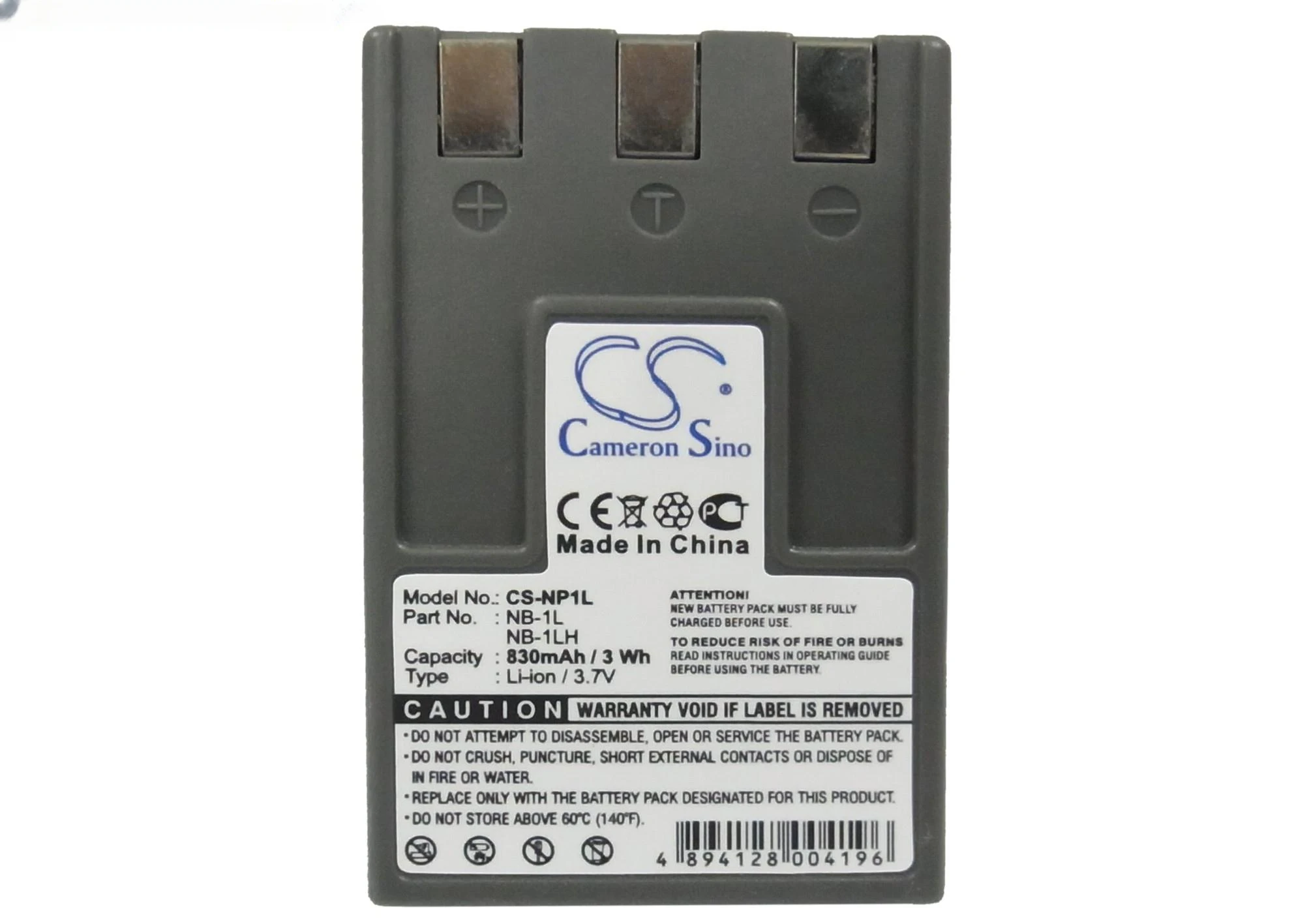 Cameron Sino 830Mah Batteria Nb-1L Per Canon Digital Ixus 200A, 300, 300A, 320, 330, 400, 430, 500