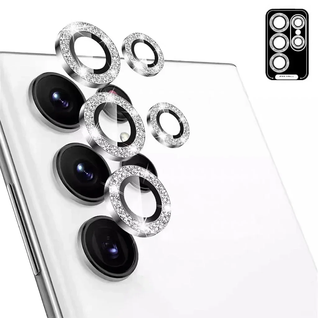 Diamond Camera Lens Protector with Full Coverage and Metal Ring