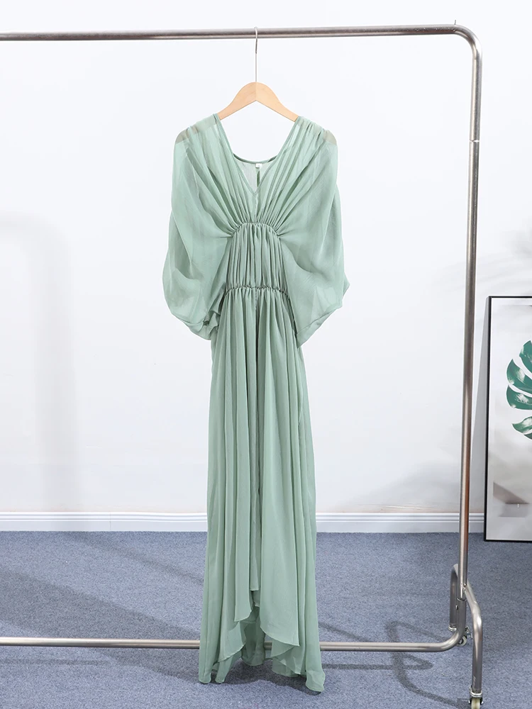 أنيقة مطوي شال فستان طويل المرأة فضفاضة الخامس الر...