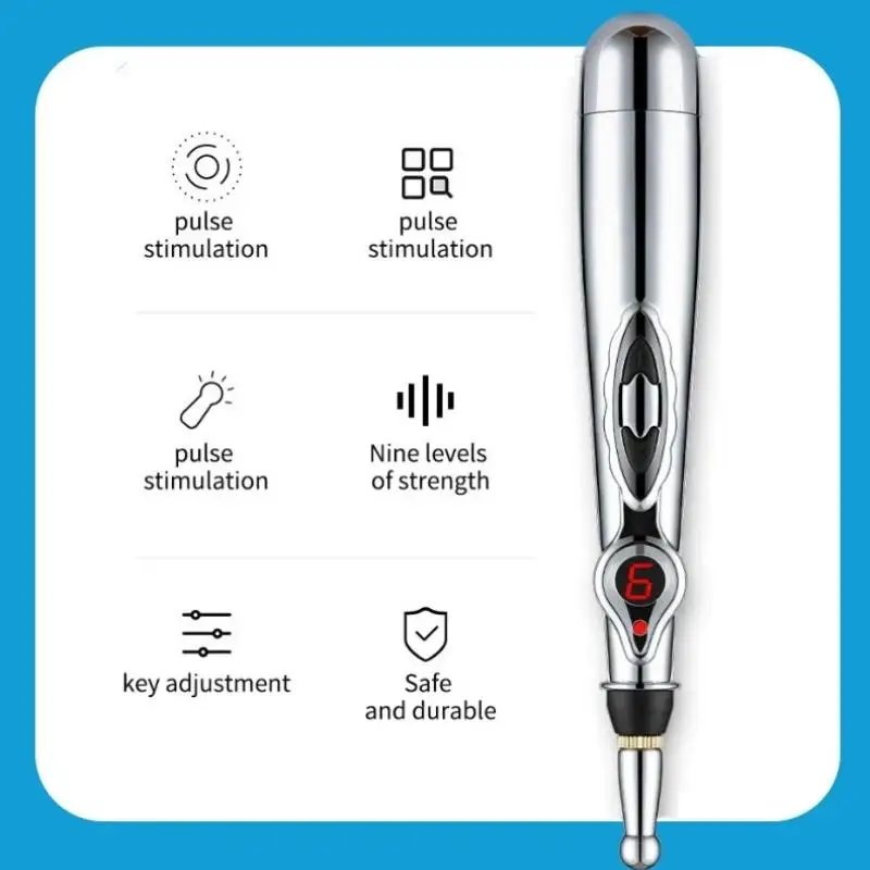 2/5 Heads Electric Acupuncture Point Massage Pen Meridian Energy Massage Pen Pain Relief Therapy Back Neck Face Beauty Roller