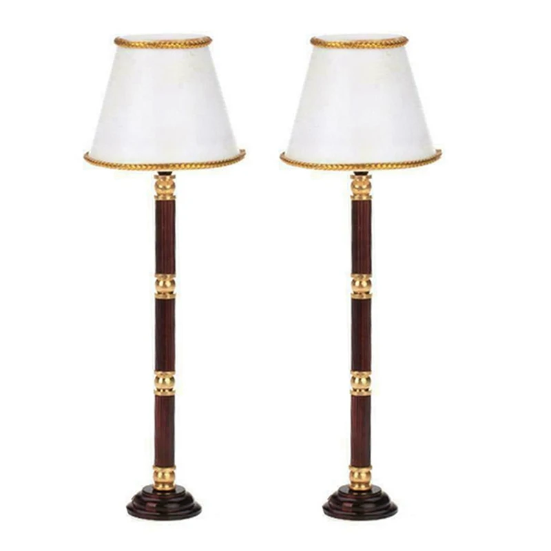 

2X 1/12 Dollhouse Miniature LED Light Floor Lamp Battery Powered Switch Wireless Operated