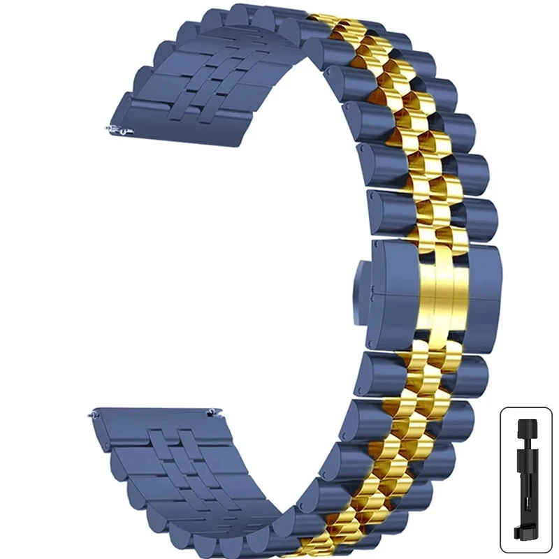 Premium Stainless Steel Watch Strap - 20mm/22mm Adjustable Metal Bracelet