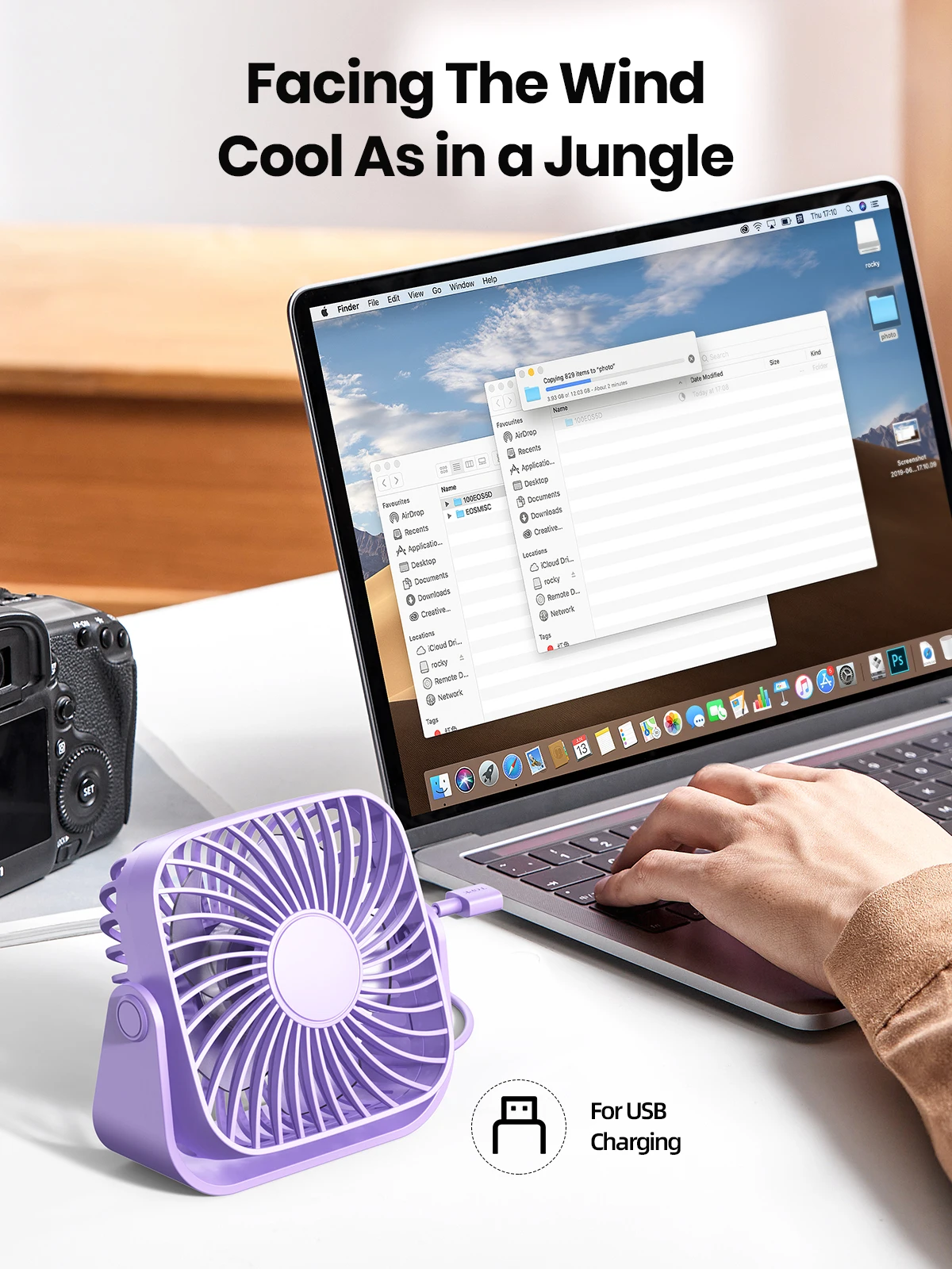 4Inch USB Mini Desk Fan,3 Speeds Quiet Portable Desktop Table Fan,360°Adjustment