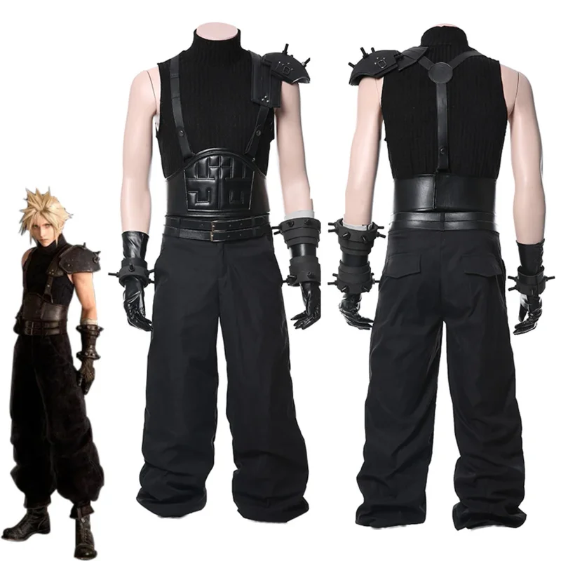 

FF7 Cloud Strife Cosplay Costume Anime Game Final Fantasy VII Men Vest Pant Halloween Party Clothes For Male Adult Role Play New