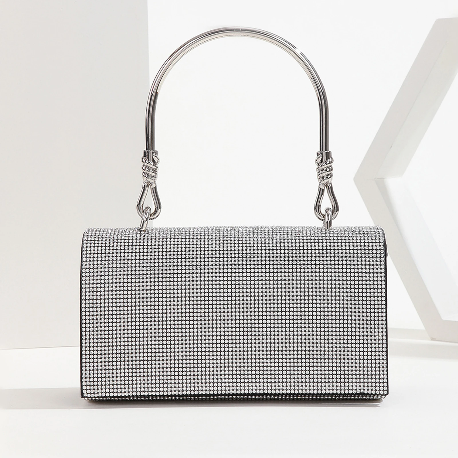 Rhinestone Clutch Purse Large Capacity Bling Purses for Parties (Black)