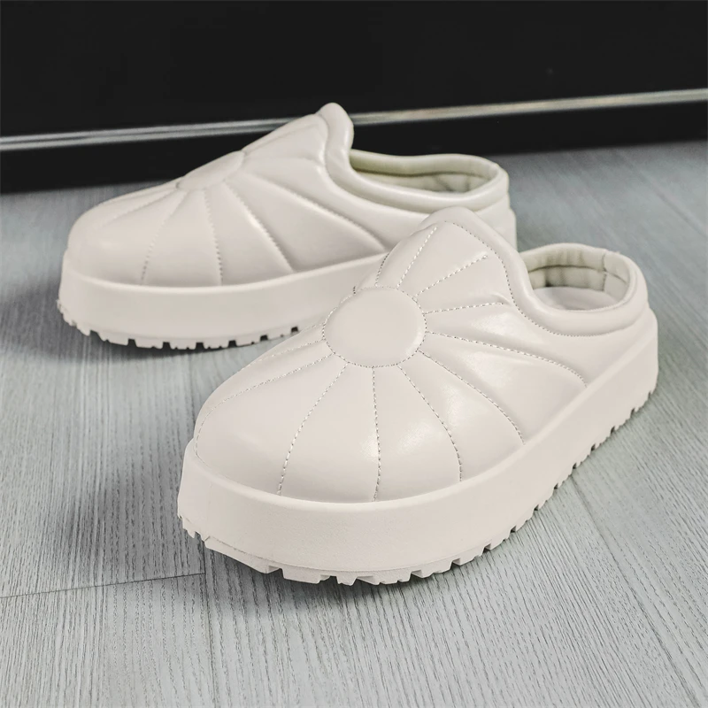 Winter Men's Classics Casual Slippers Fashion Height Increased Mens Waterproof Shoes High Quality Slip-on Outdoor Thick Bottom 3