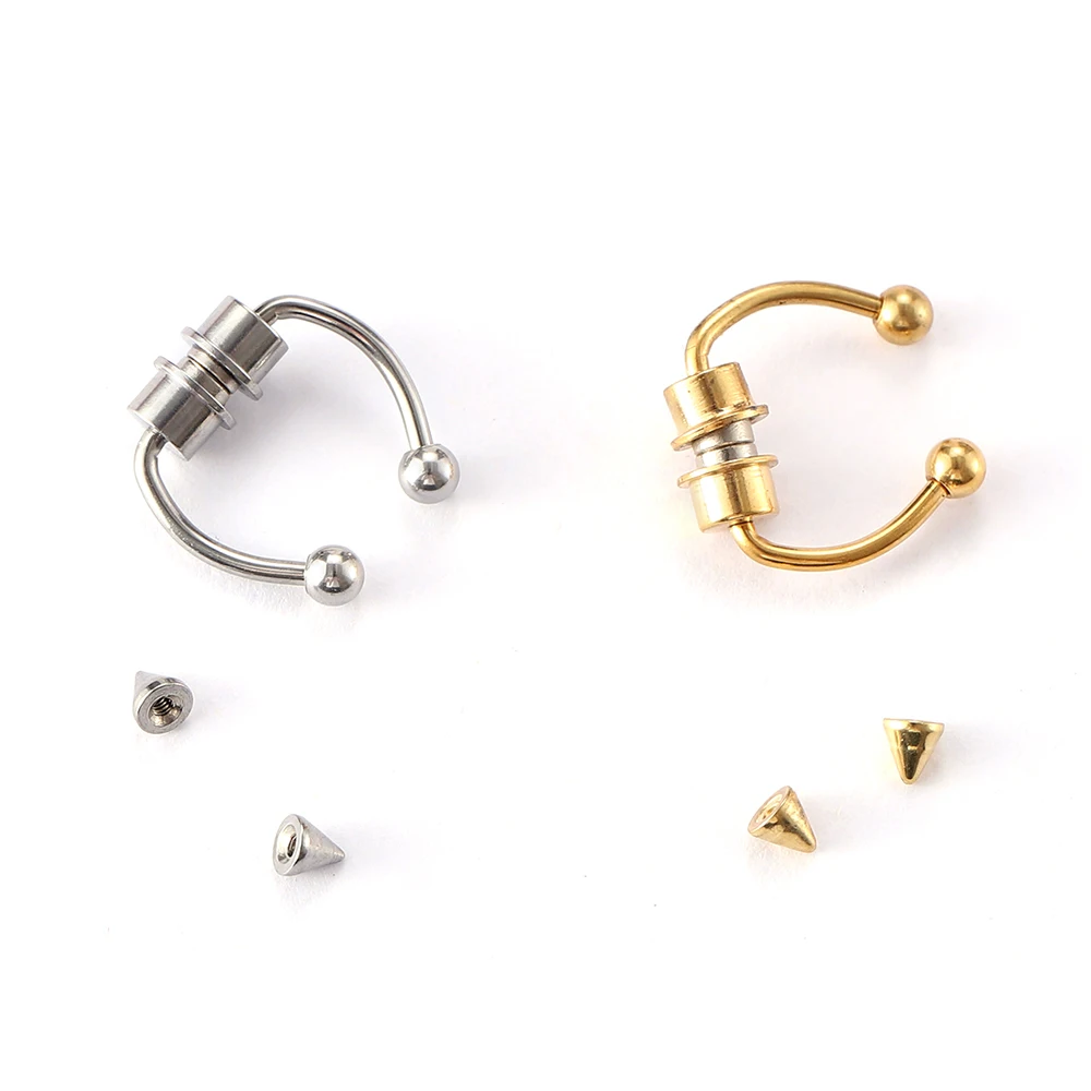 Magnetic Nose Rings Women Fake Piercing Nose Ring Hoop Septum Non Piercing Nose Clip Rock HipHoop Stainless Steel Magnet Fashion Punk Body Jewelry