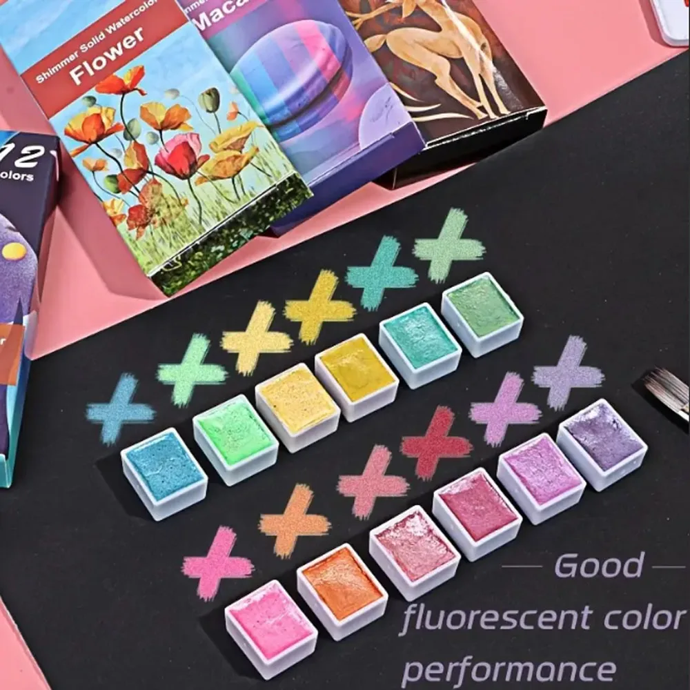 12 colors of pearlescent metallic paints comes with portable box perfect for painting manicure writing gift acrylic paint acrylic paint set