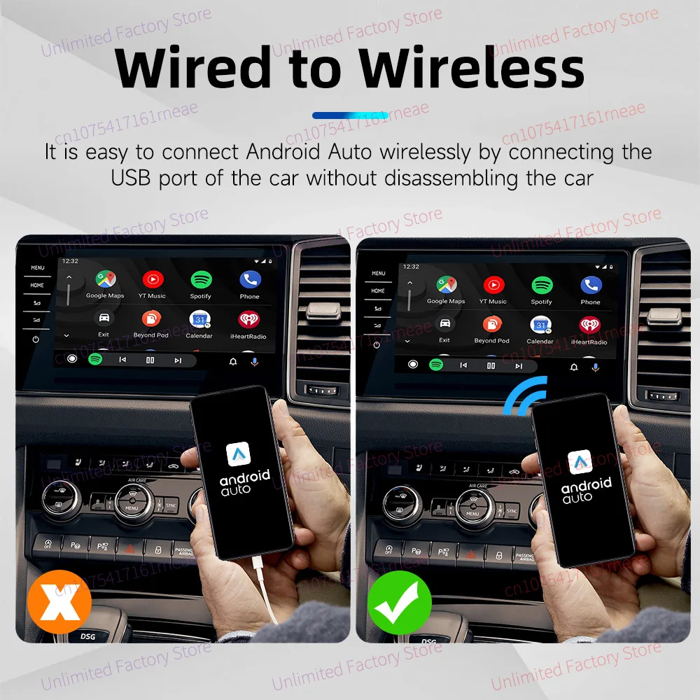 New Mini Android Auto Wireless Adapter for Toyota C-HR CHR USB Type-C Dongle Smart AI Box Car OEM Wired Android Auto to Wireless