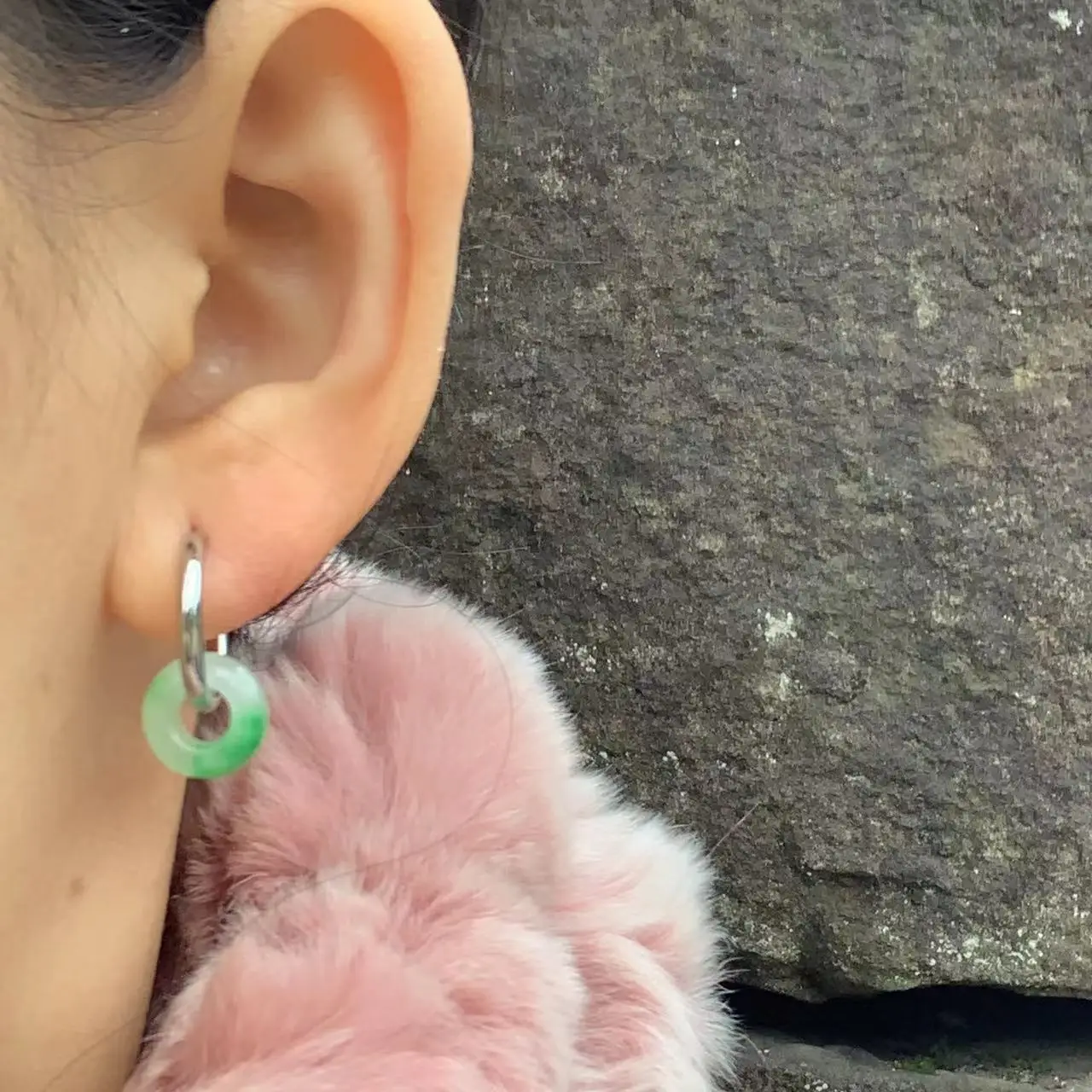 Natural Green Jade Hoop Earrings Jasper Earring For Women stainless steel Plated Vintage Gift Fine Jewelry