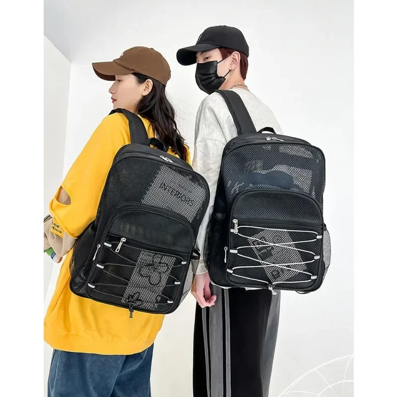 

Trendy breathable mesh computer bag beach bag Swimming fitness sports mesh backpack bag Unisex 20-35 Litre