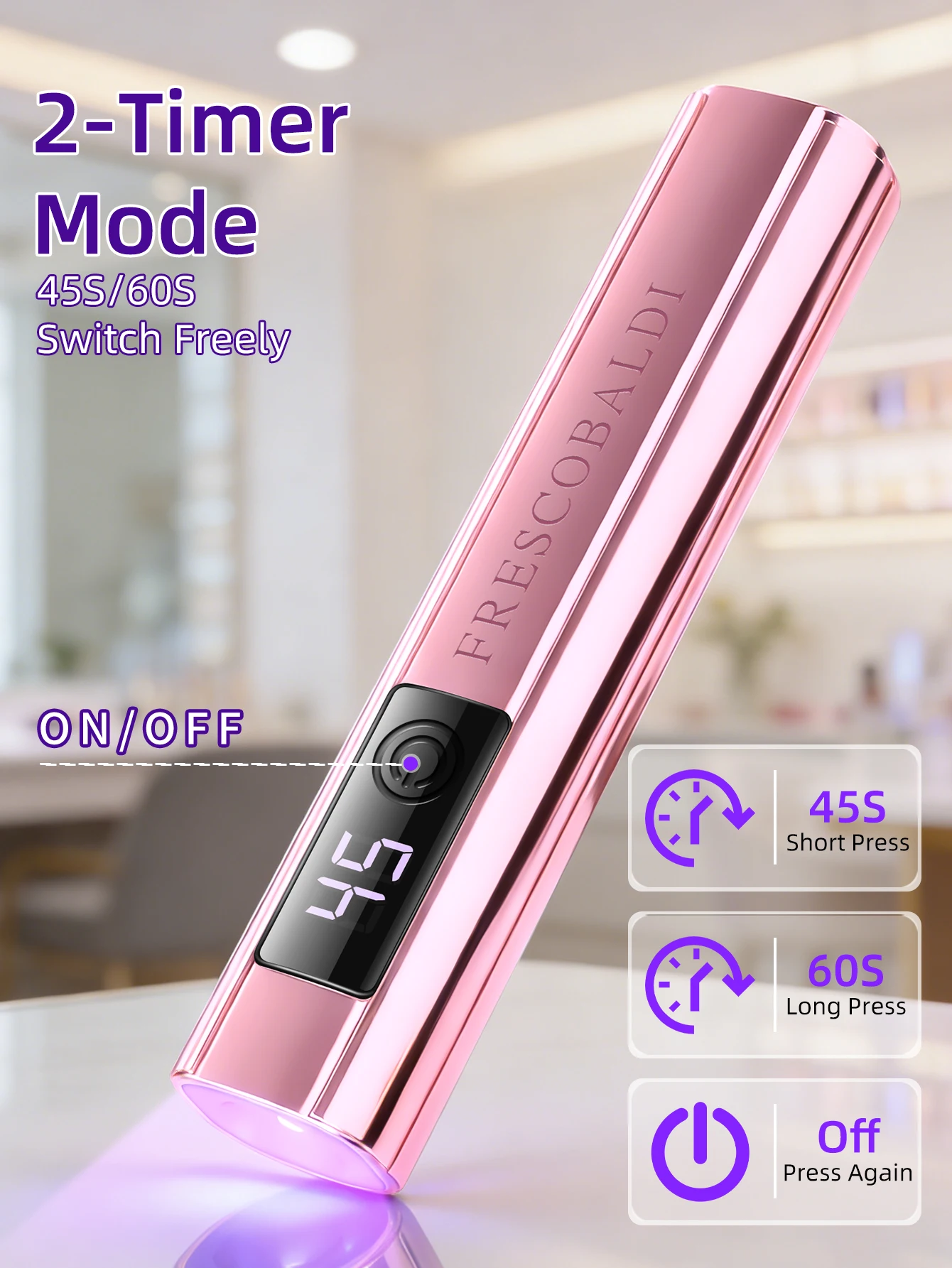 1개 미니 온스크린 디스플레이 휴대용 네일아트 UV 램프 (젤네일용), 미니 네일 라이트, 휴대용 LED 네일 램프, USB 네일 드라이어