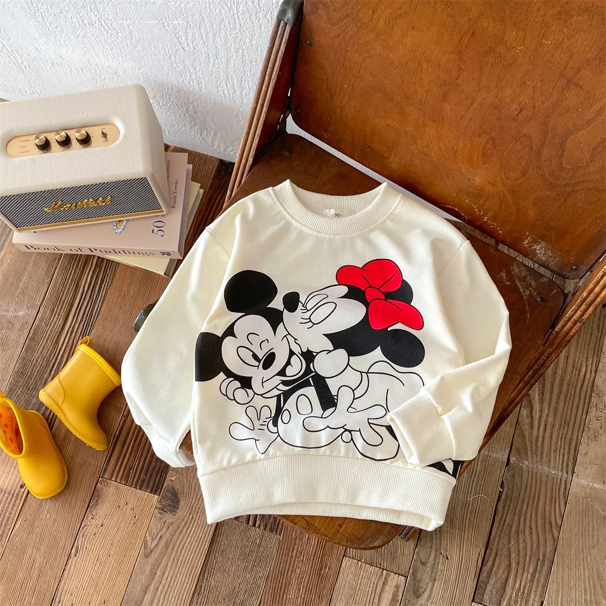 Kawaii Girls Clothes Cartoon Boys  Girls Sweatshirt Children's Disney Minnie Top Children's Casual Wear Baby Round Neck Pullover 1