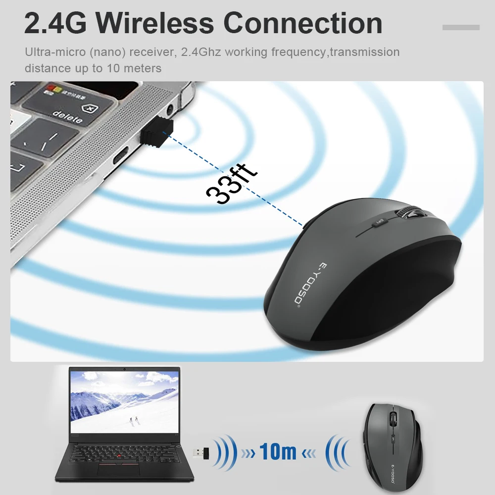 Wireless Mouse Gaming Mouse Optical Mouse for laptop PC computer E-YOOSO E-1010 USB 2.4G Wireless Gaming office Mouse 2400 DPI