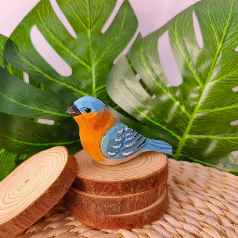 

Cute Hand-carved Wooden Hand-painted Bird Realistic Creative Tabletop Decoration Miniature Vivid Animal Bird Art Decorative Gift