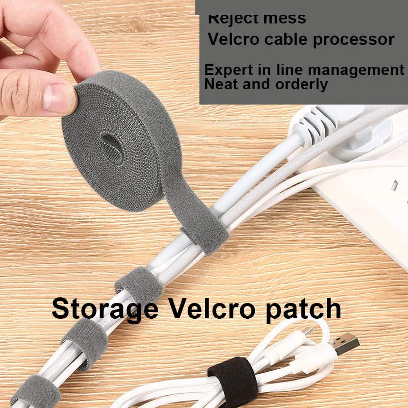 1m/3m/5m Cable Order Reusable Cable Organizer Desk Wire Winder Cable Tie Nylon Free Cut Desk Wire Organizer Cable Binding Tape